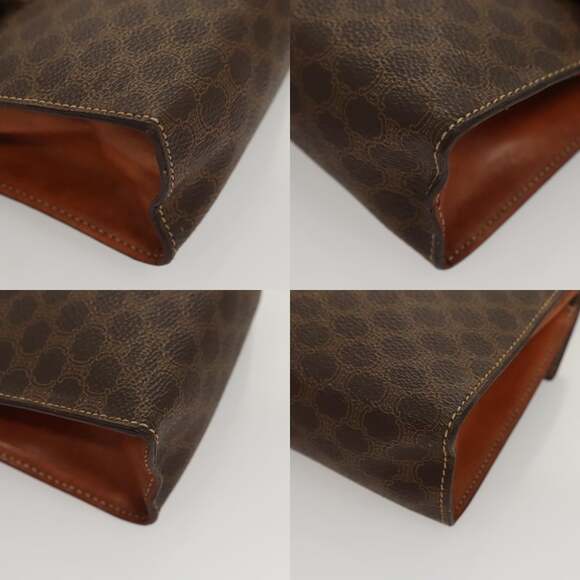 CELINE Macadam Canvas Mini Hand Bag Pvc Leather Brown Gold - Picture 10 of 12